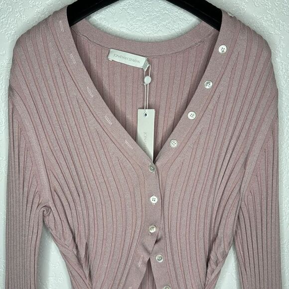 NWT Jonathan Simkhai Kim Womens Ribbed Knit Cut-Out Sweaterdress Dusty Rose XL - Picture 5 of 16
